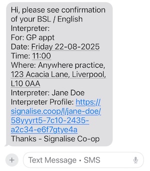 Signalise SMS confirmation
